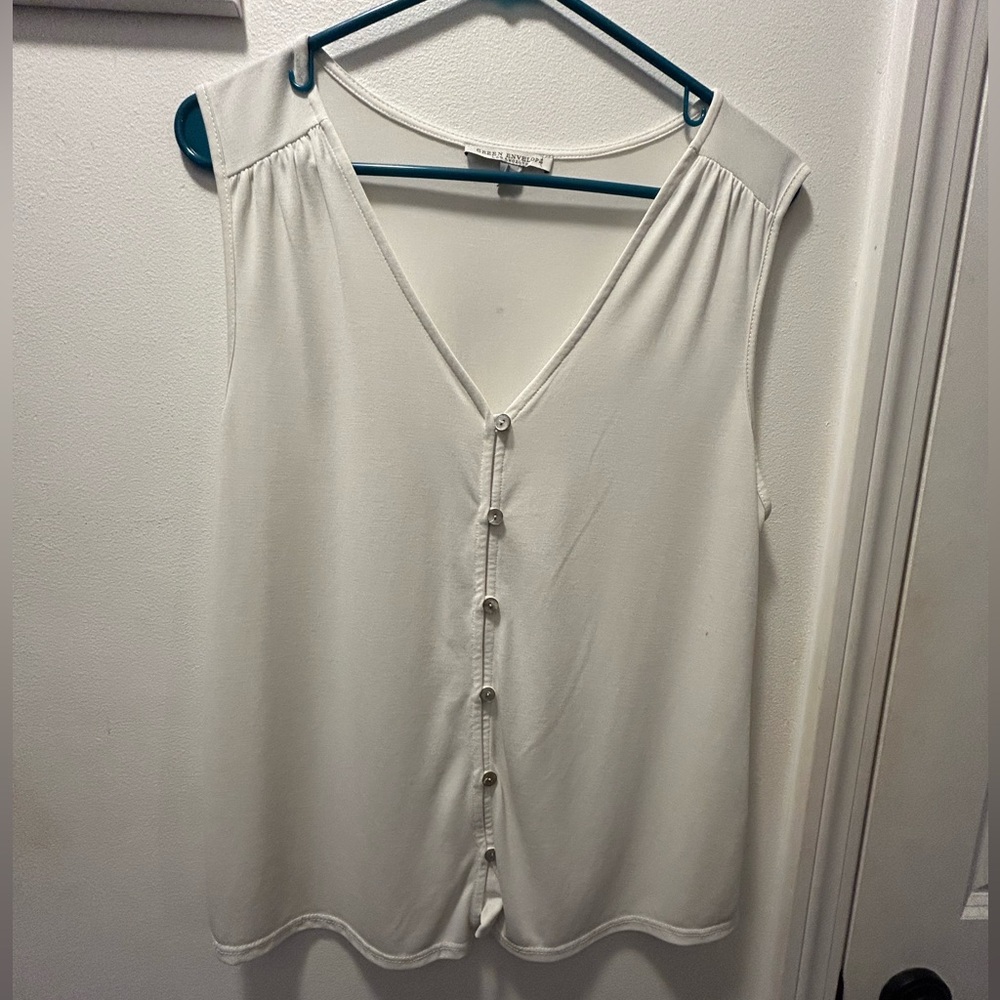 Green Envelope Classic Ivory Blouse Size L